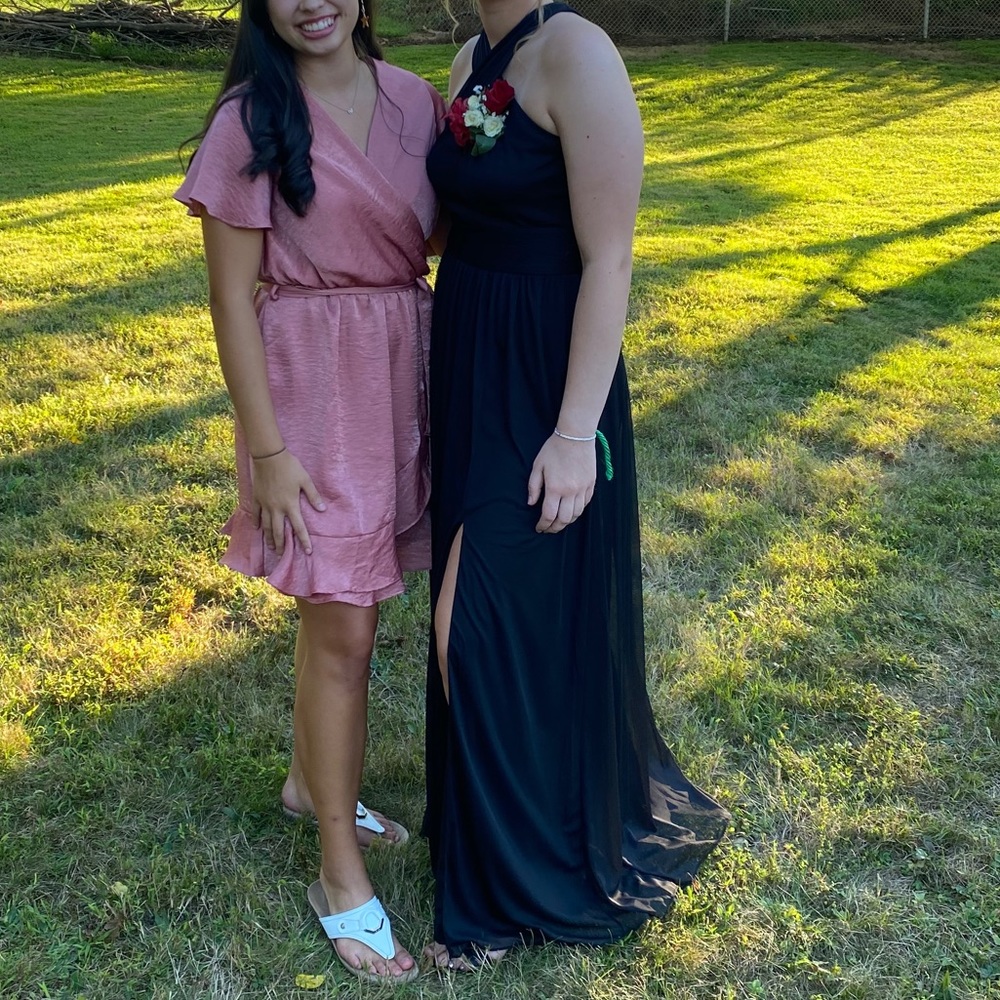 Pink satin like dress